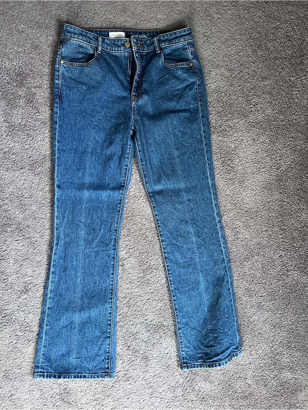 Pilcro Indigo Blue Straight Jeans with Brass Button